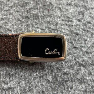 Vintage Pierre Cardin Belt Mens Womens Brown Sz 36 Goldtone Buckle Leather